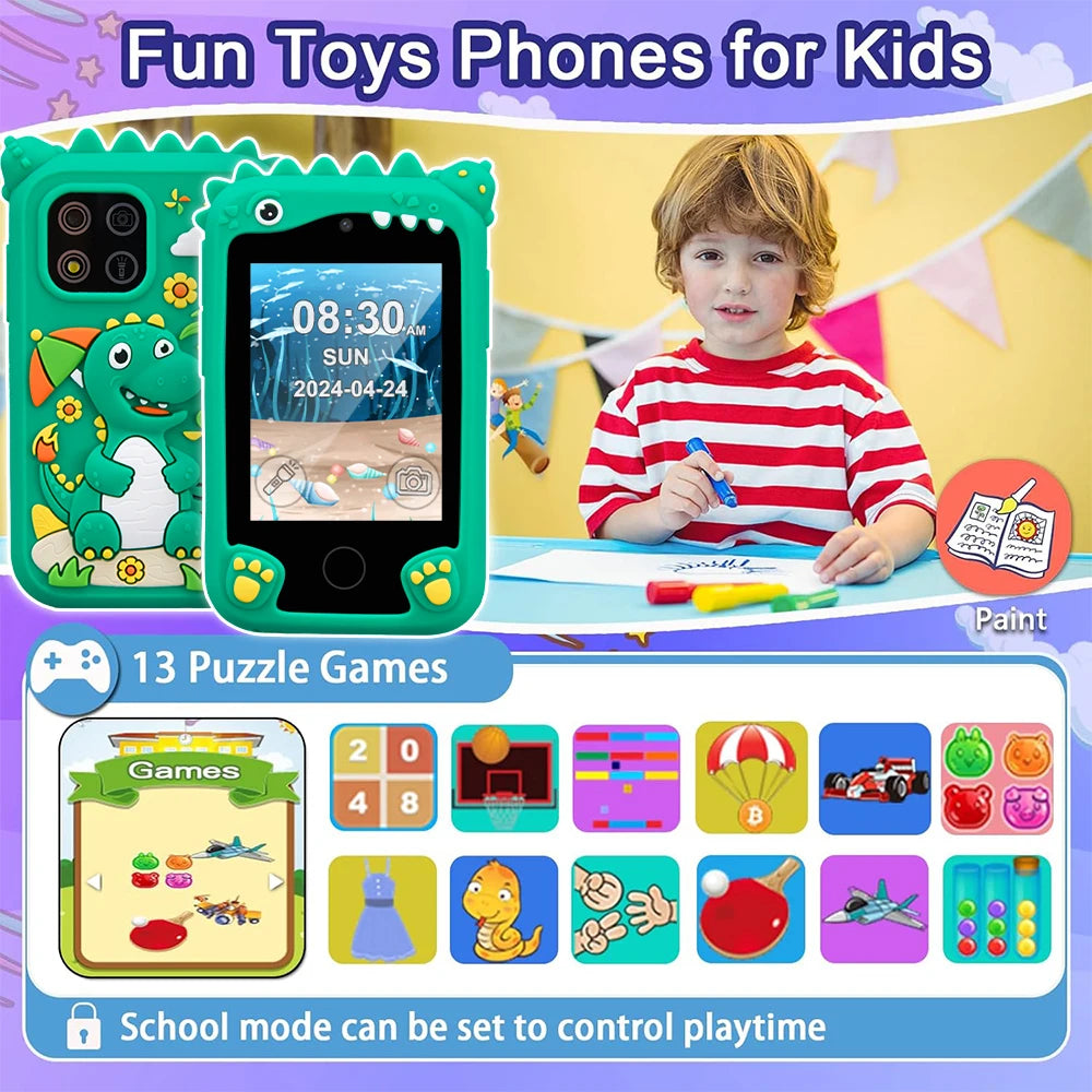 Kids Smart Educational Toys Musci Player Learning Selfie Toddler Phone for Children Age 3-12 Best Christmas Birthday Gifts