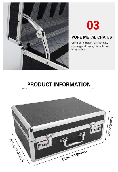 Top Black Aluminum Hard Suitcase Barber Tool Salon Hairdressing Accessories With Password Atorage Case Carrying Travel Box