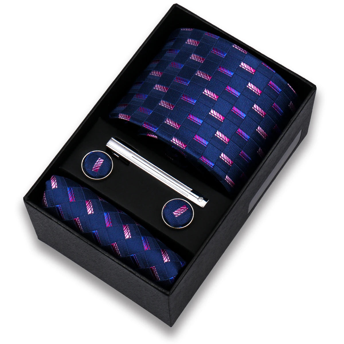 Tie Set For Men Silk Necktie Wedding Cufflinks Box Gift Tie Clip Men Pocket Square Necktie Luxury Business Gravatas