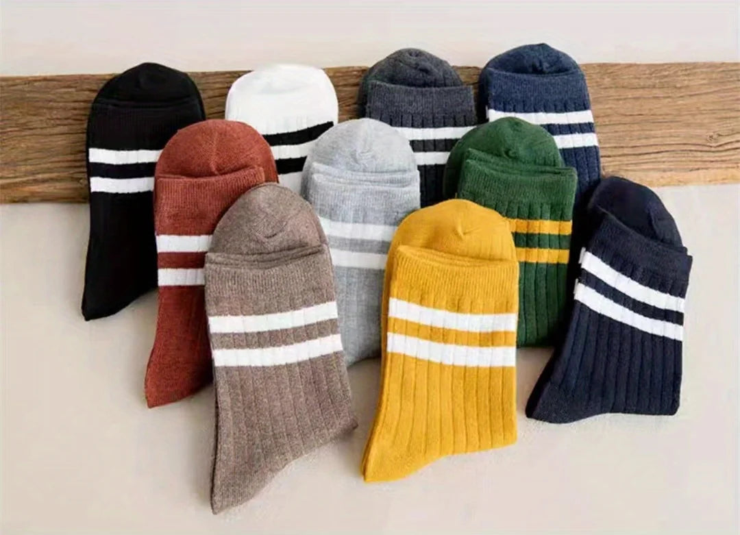 5 Pairs Of Men's Socks, Autumn And Winter Vintage Fun Fashion Athletic Socks, Sports Trend Socks