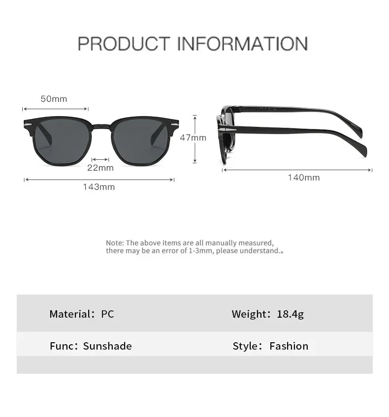 Retro Sunglasses Men Women Popular Square Oval Sun Glasses Ladies Black Eyeglasses Driver Goggles UV400 Mirror