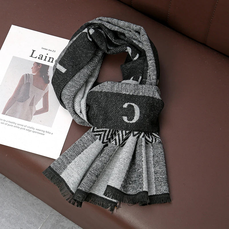 Cashmere Men Scarf Fashion Designer Winter Outdoor Windproof Warm Soft Classic Shawl Thicken Muffler Long Wraps Scarve Male