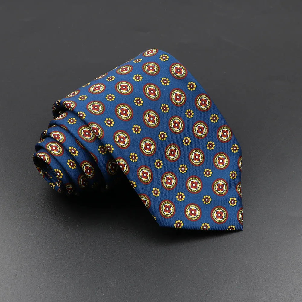 Men's Fashion Silk Tie 7.5cm Soft Novelty Necktie Blue Green Orange Color Ties For Men Dot Floral Bowtie Wedding Business Gift