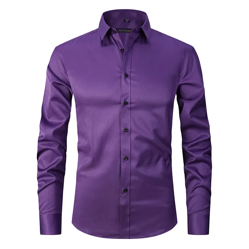 Spring Men's Social Shirt Slim Business Dress Shirts Male Long Sleeve Casual Formal Elegant Shirt Blouses Tops ManBrand Clothe