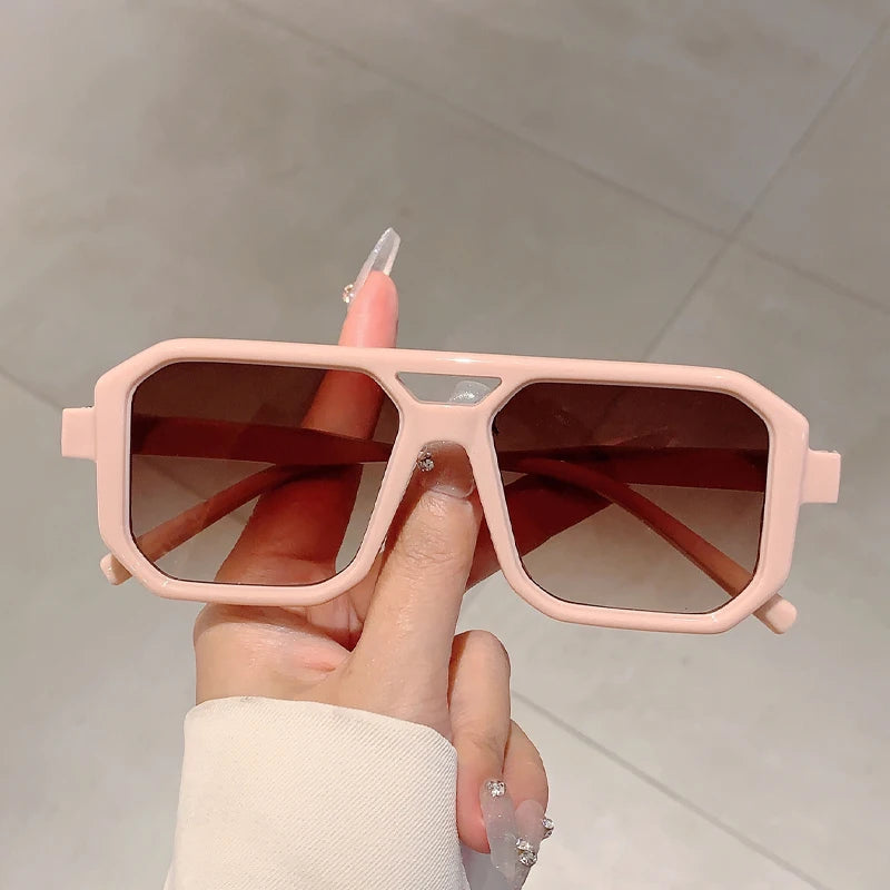 KAMMPT Trendy Square Decoration Shades Retro Oversize Gradient Women Sunglasses Men's Brand Sun Glasses for Driving Fishing