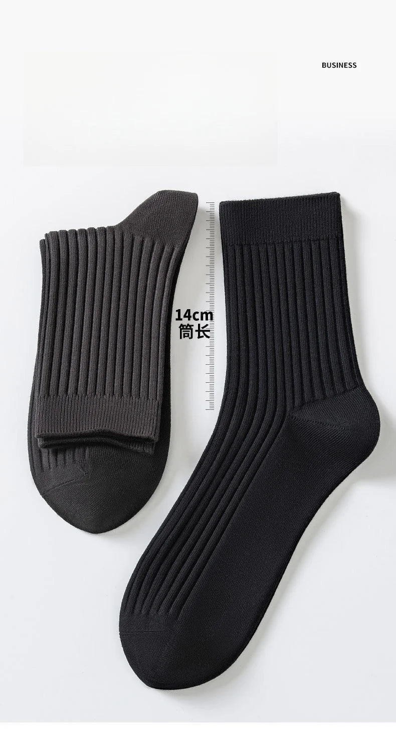 3pairs Men's Cotton Socks Casual Breathable Men's Solid Color Black High-Quality Socks Office Business Sok