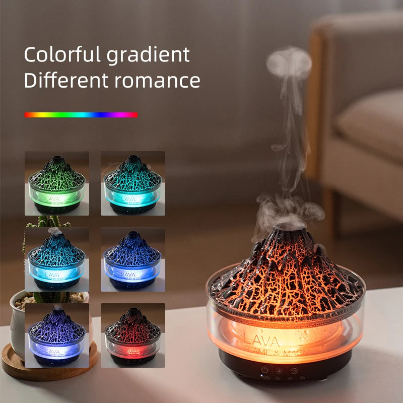 Volcano Flame Diffuser Essential Oil Diffusers for Home Bedroom Air Humidifier Remote Control 7 Colours Lights Timer shutdown