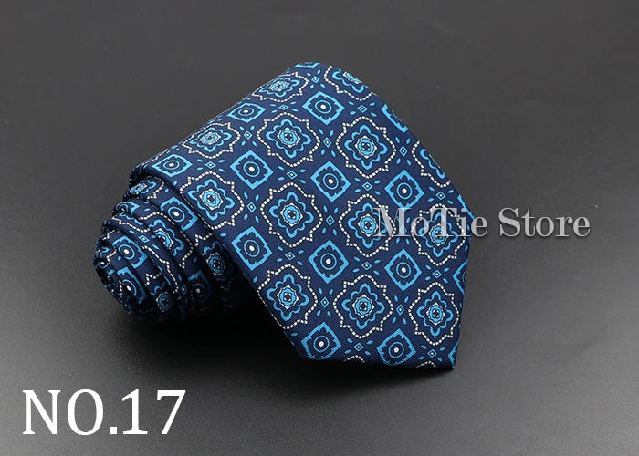 Men's Fashion Silk Tie 7.5cm Soft Novelty Necktie Blue Green Orange Color Ties For Men Dot Floral Bowtie Wedding Business Gift