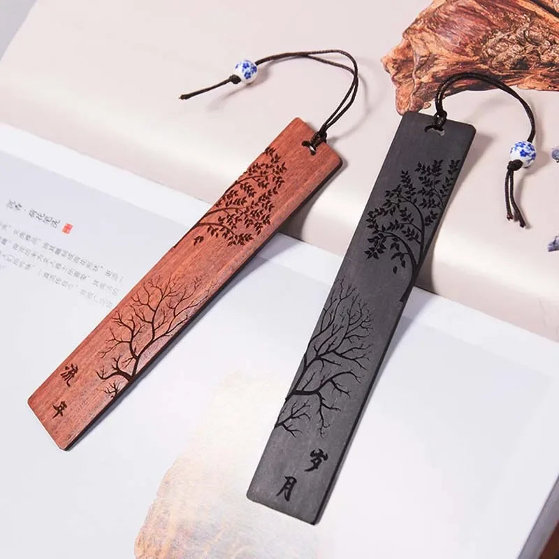 Chinese Style Wooden Bookmark Retro Carving Mahogany Book Mark Student Office Writing Supplies School Kid Stationery Accessories