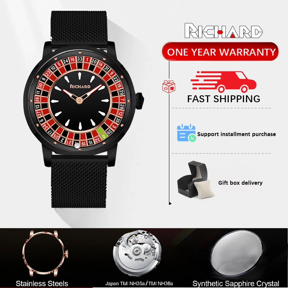 Richard Sapphire Glass NH35 Jacob & Co Betting Market Mens Mechanical Watches Watch Men Top Brands Luxury Wheel Turning Watches