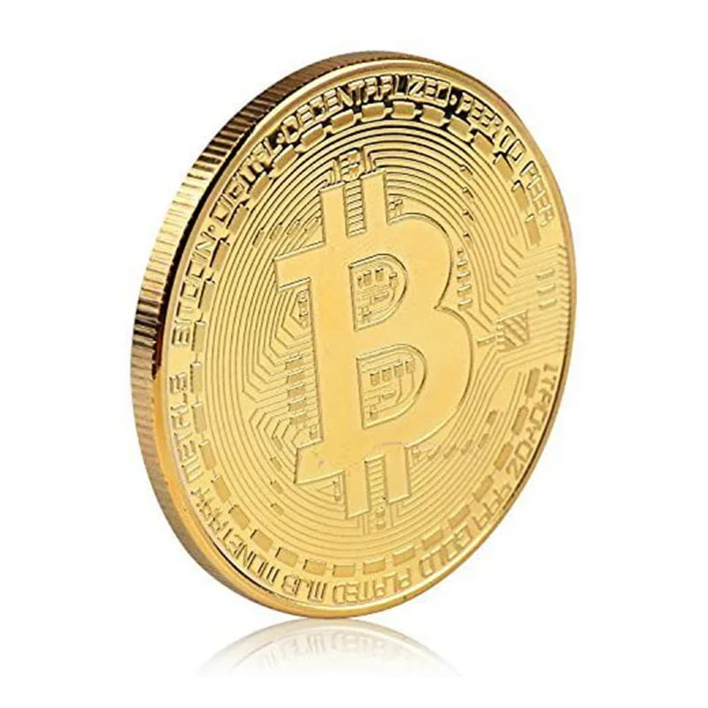 5PCS Gold Plated Bitcoin Coin Collectible Art Collection Gift Physical Commemorative Casascius crypto coin Metal AntiqueImitation