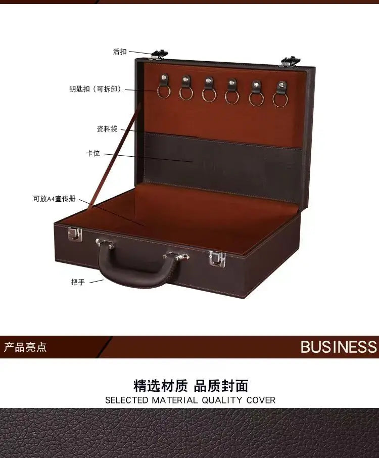 Men's Women's handbags Room Delivery Box Toolbox Information Storage Bag Suitcase Key Leather Business File Box