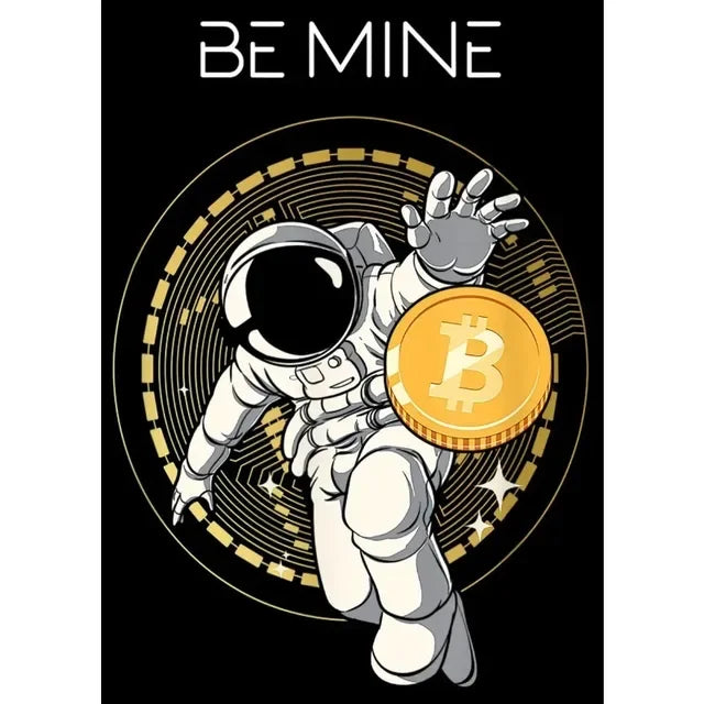 Crypto Astronaut Surfing Bitcoin Stock Market Poster Print  Funny Space Meme Wall Art Canvas Painting for Home Living Room Decor