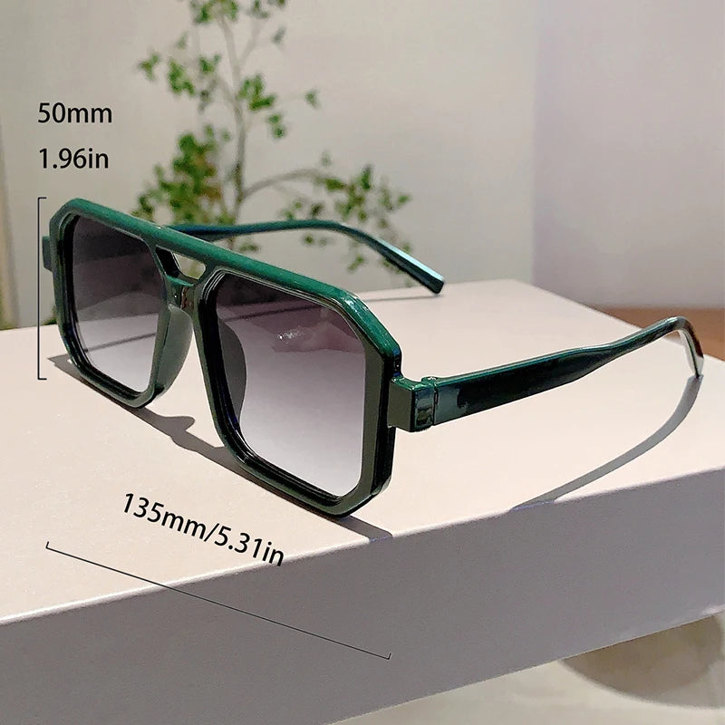 KAMMPT Trendy Square Decoration Shades Retro Oversize Gradient Women Sunglasses Men's Brand Sun Glasses for Driving Fishing