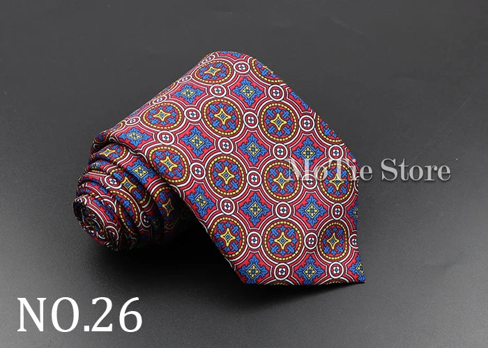 Men's Fashion Silk Tie 7.5cm Soft Novelty Necktie Blue Green Orange Color Ties For Men Dot Floral Bowtie Wedding Business Gift