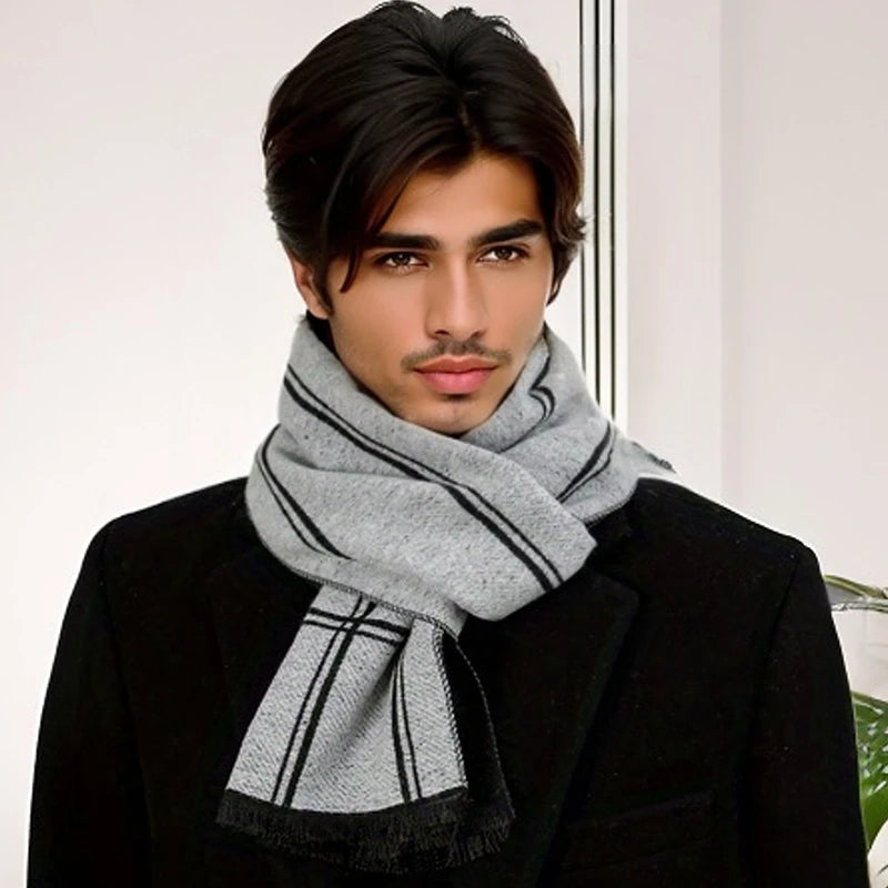 Cashmere Men Scarf Fashion Designer Winter Outdoor Windproof Warm Soft Classic Shawl Thicken Muffler Long Wraps Scarve Male