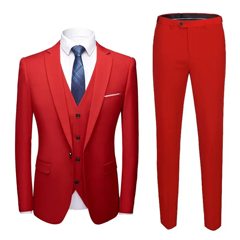 Men Suits For Wedding 3 Pieces Set Elegant Luxury Blazers Outfit Fashion Classic Full Jackets Vest Pants 2024 Formal Costume