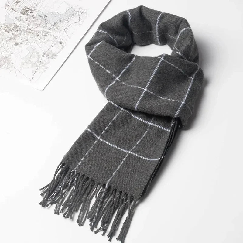 2024 New Winter Men Scarf Keep Warm Cashmere Scarves Casual Brand Designer Pashmina Neckerchief Tassel Business Shawl Wrap