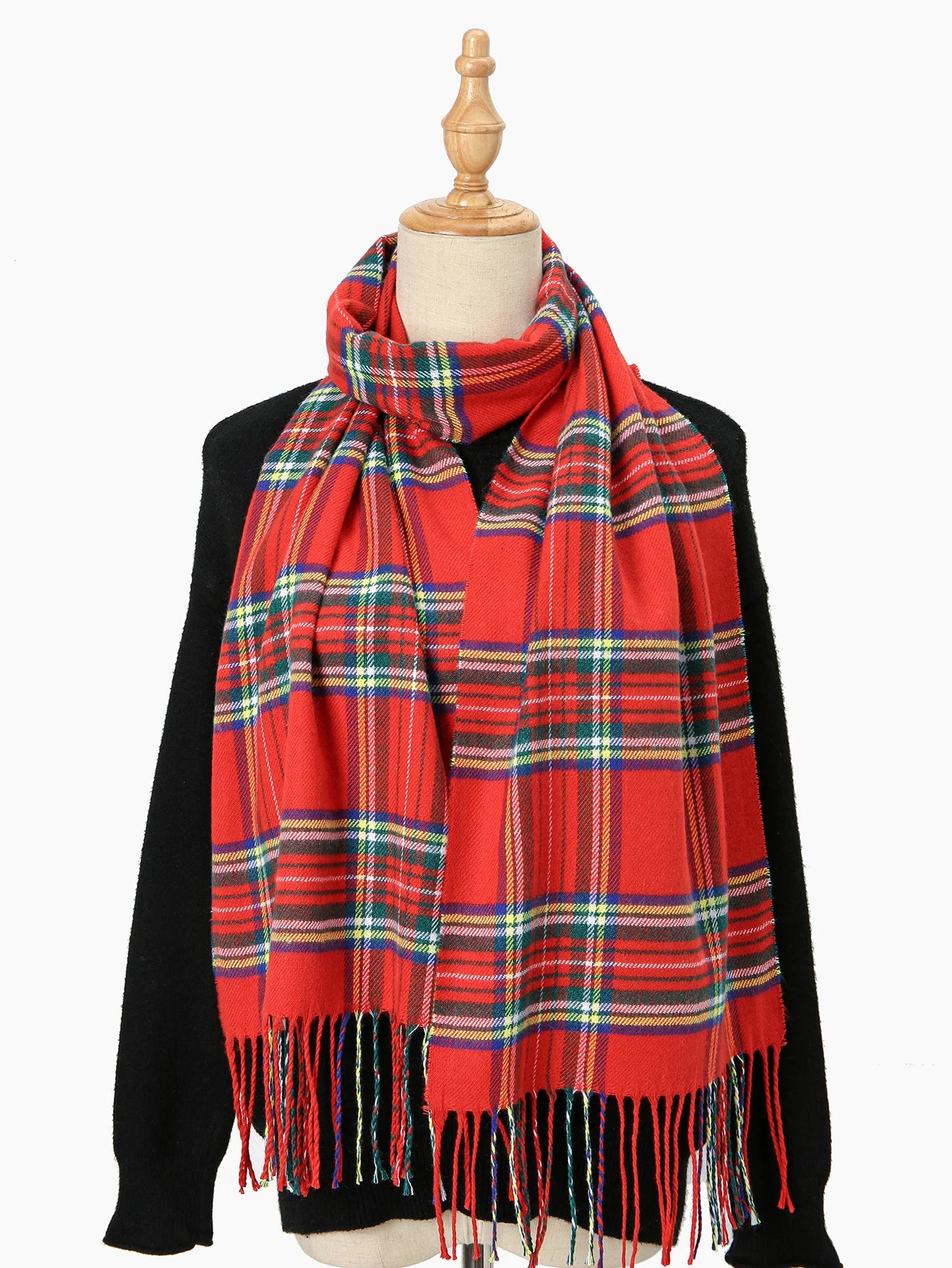 New Cashmere Scarf Red Plaid Tassel Shawl Scarves English Fringe Scarf Winter Warm Blanket 2024 New Soft Pashmina Scarf