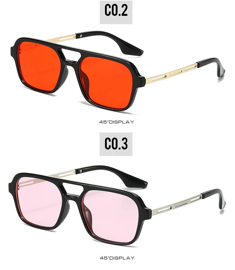 Small Square Frame Double Beam Sunglasses Men And Women Pilot Retro Sunglasses Classic Sunglasses