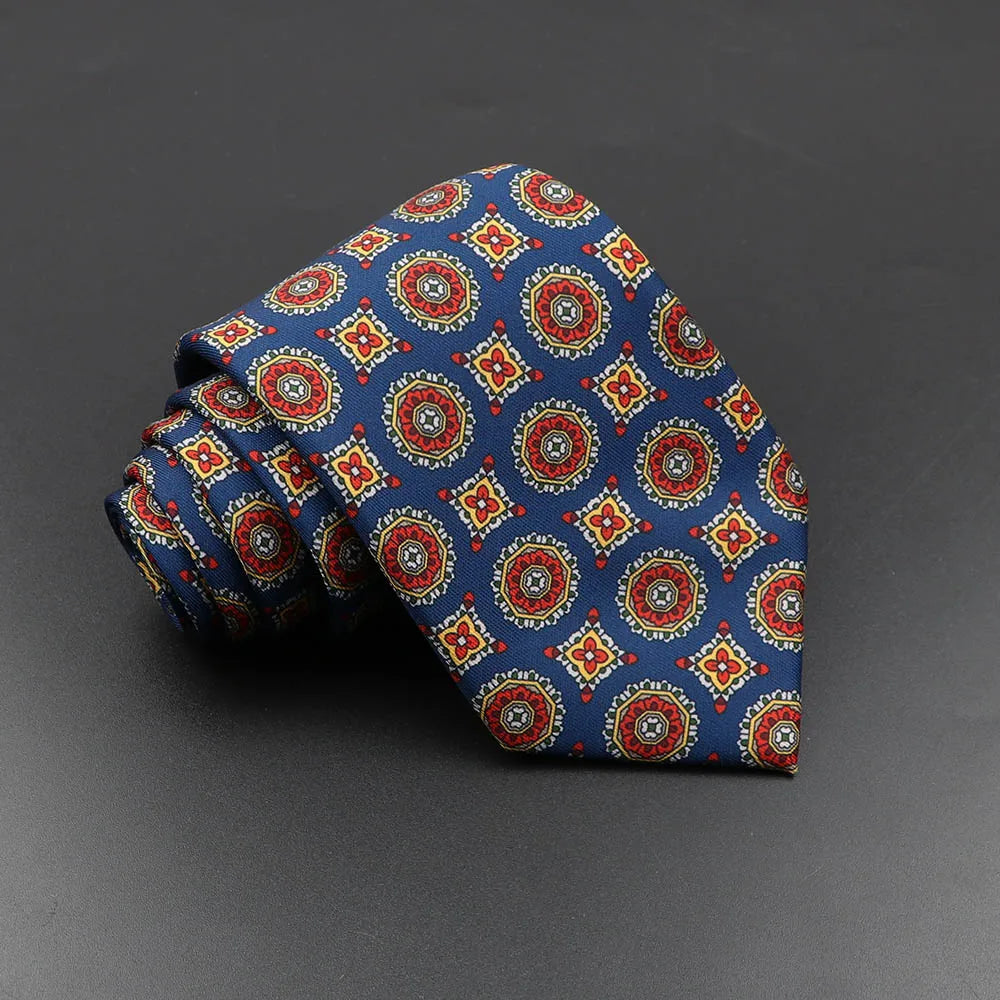 Men's Fashion Silk Tie 7.5cm Soft Novelty Necktie Blue Green Orange Color Ties For Men Dot Floral Bowtie Wedding Business Gift