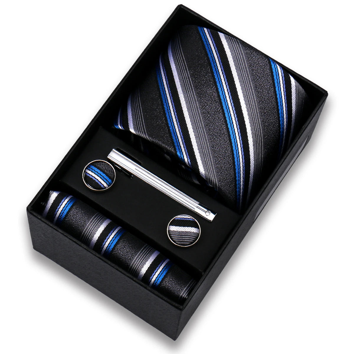 Tie Set For Men Silk Necktie Wedding Cufflinks Box Gift Tie Clip Men Pocket Square Necktie Luxury Business Gravatas