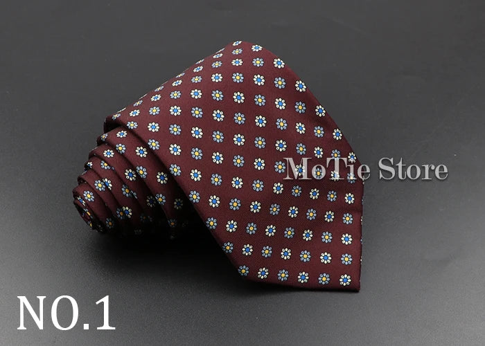 Men's Fashion Silk Tie 7.5cm Soft Novelty Necktie Blue Green Orange Color Ties For Men Dot Floral Bowtie Wedding Business Gift