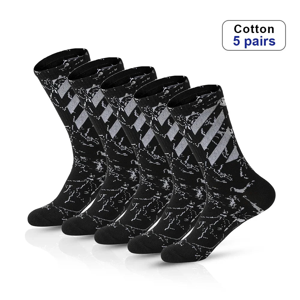 5 Pairs Men's High Rubber Band Waist Couple Mid Tube Sports Solid Socks Spring/Summer Basketball Socks Four Seasons street sock