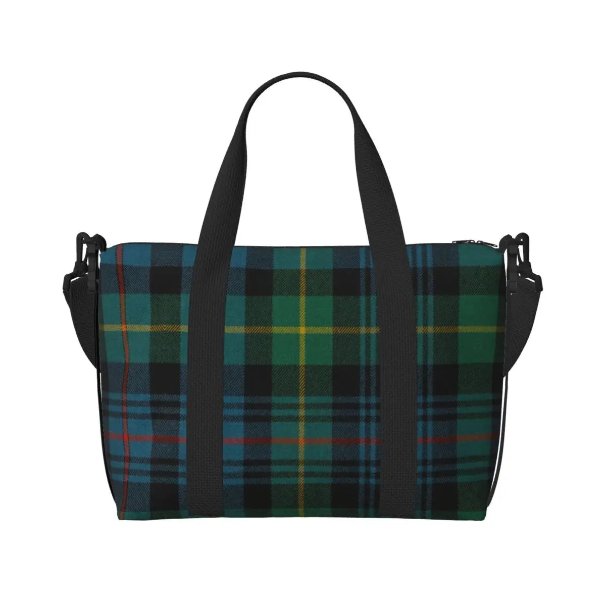 Custom Popular Tartan Plaid Beach Tote Bag for Women Extra Large Gym Carry On Geometric Gingham Check Texture Shopping Bags