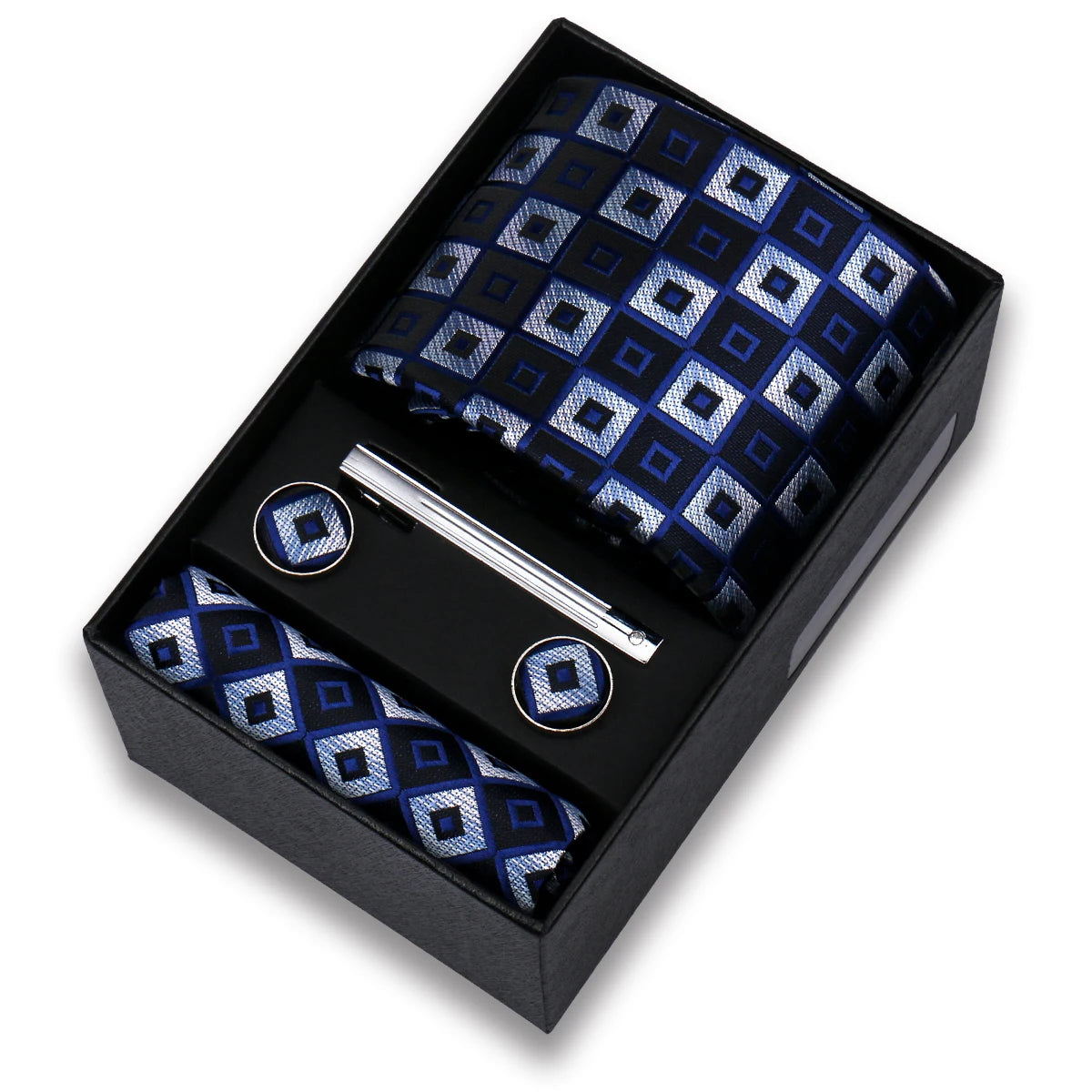 Tie Set For Men Silk Necktie Wedding Cufflinks Box Gift Tie Clip Men Pocket Square Necktie Luxury Business Gravatas