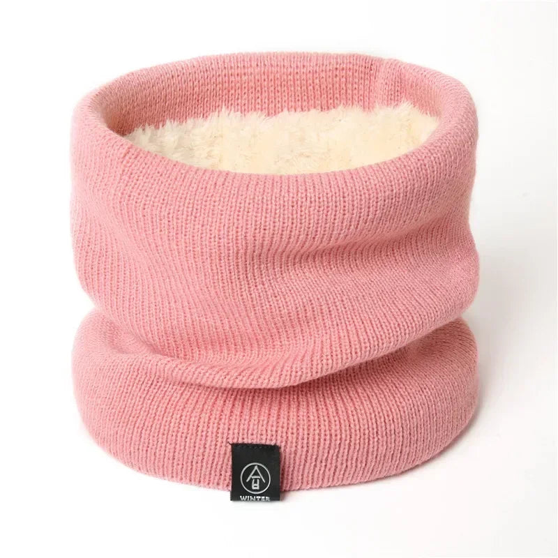 Warm Winter Ring Scarf Women Men Unisex Solid Plus Velvet Knitted Full Face Mask Snood Neck Scarves Bufanda Thick Muffler