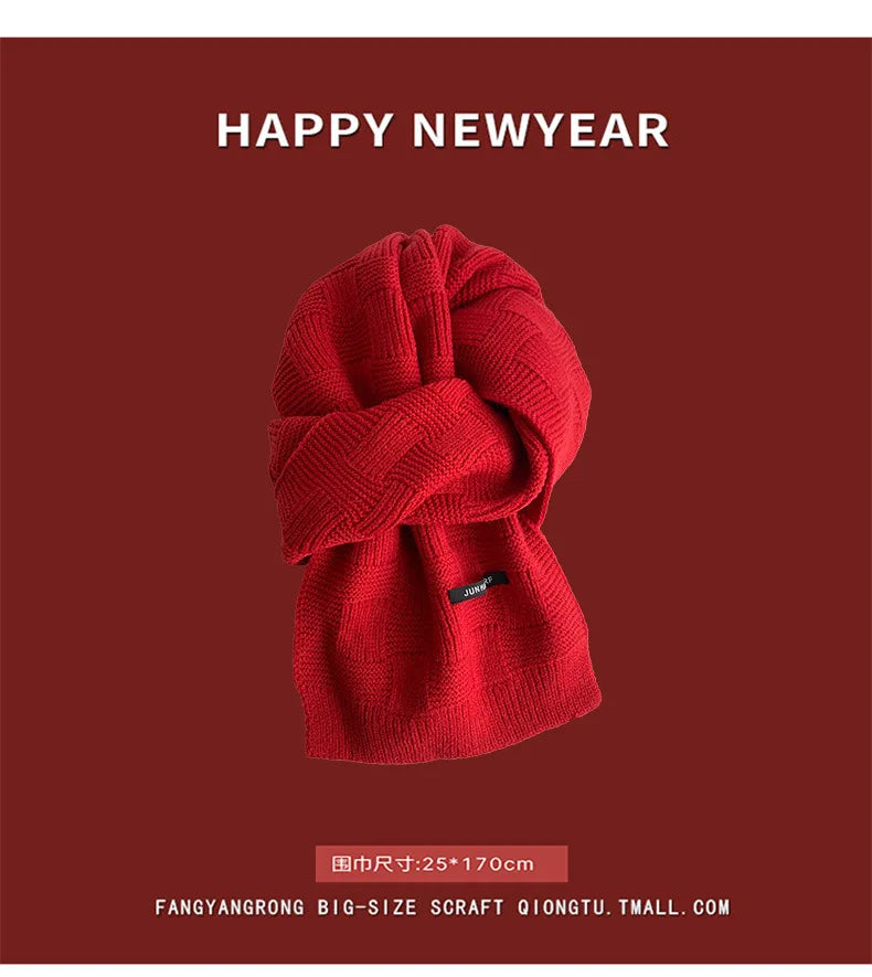 Ankela Red Scarf, Red Christmas Scarf, Winter Hot, 2024 New Style, Imitation Cashmere, Winter Warmth