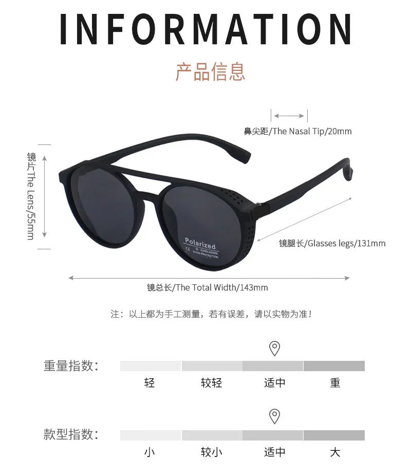 TAGION Round Polarized Sunglasses Steampunk Men Women Eyewear Brand Designer Driving Glasses Oculos De Sol Shades UV400 5109