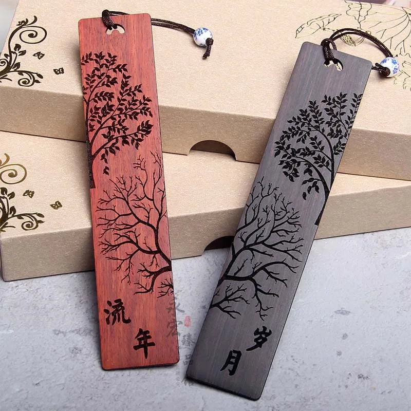 Chinese Style Wooden Bookmark Retro Carving Mahogany Book Mark Student Office Writing Supplies School Kid Stationery Accessories