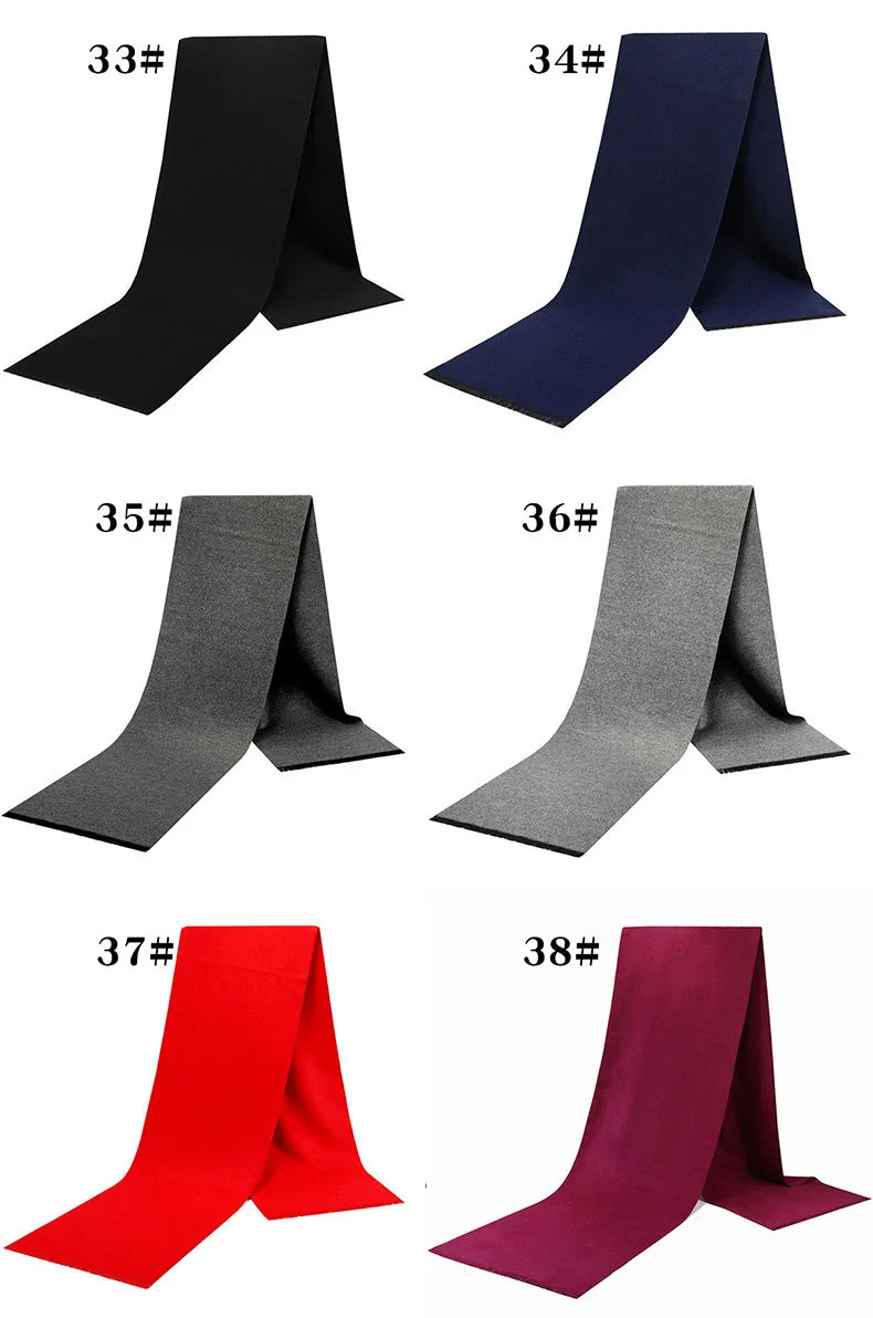 Classic Plaid Men Scarfs Winter Warm Cashmere Soft Scarf For Men Casual Business Neckerchief Black Gray Silk Scarves 30*180cm