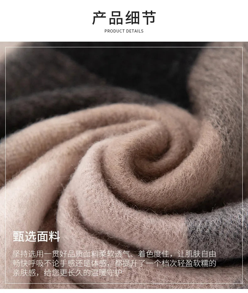 High Quality 100% Wool Scarf Men Female Fashion Classic Soft Cashmere Muffler Women Warm Thermal Shawl Outside Autumn Winter