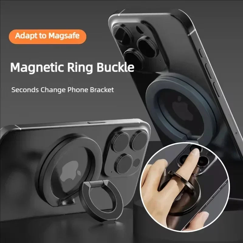 Magnetic Phone Finger Ring Holder Foldable Desktop Stand For Magsafe iPhone 16/15/14/13/12 Pro Max Double-sided Phone Stand