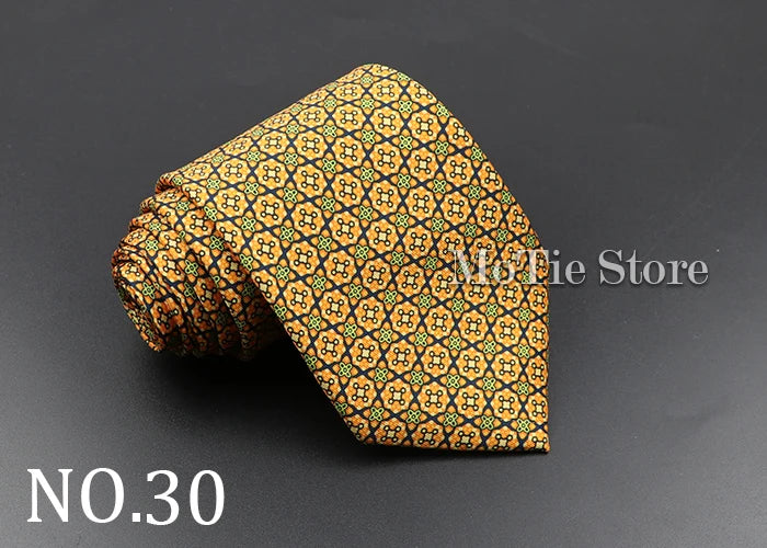 Men's Fashion Silk Tie 7.5cm Soft Novelty Necktie Blue Green Orange Color Ties For Men Dot Floral Bowtie Wedding Business Gift