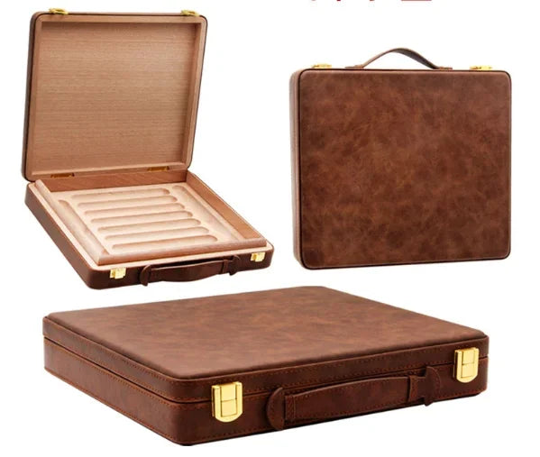 Portable Cigar Box with Buckle, Humidor Platter, Cigar Case, Smoking Accessories, 10 Wooden Tray Slot, Travel Case Handbag