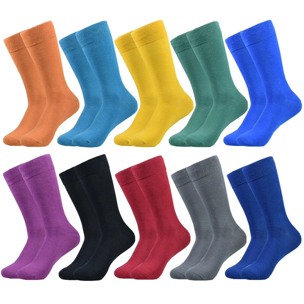 5/10 Pairs Men's Socks Cotton Breathable and Sweatproof Multicolor Four Seasons High Quality Black Dress Men's Crew Socks