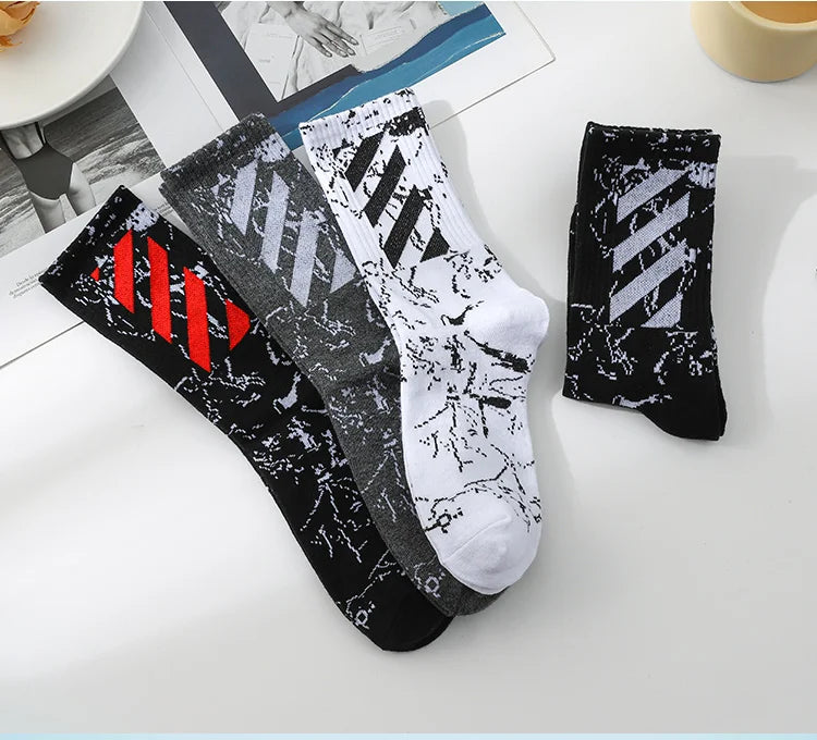 5 Pairs Men's High Rubber Band Waist Couple Mid Tube Sports Solid Socks Spring/Summer Basketball Socks Four Seasons street sock