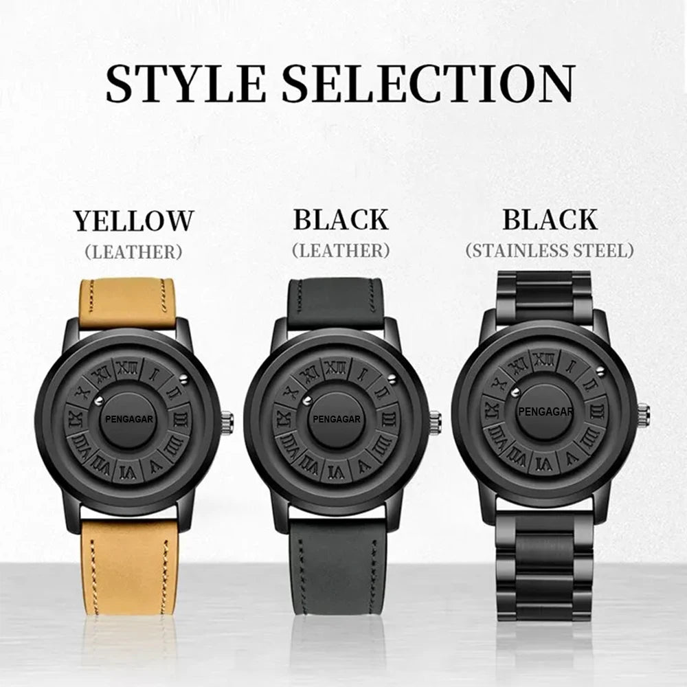 Luxury Watch Men Creative Scrolling Pointer Magnetic Force Sport Watches Men Quartz Chronograph Man Clock Relogio Masculino