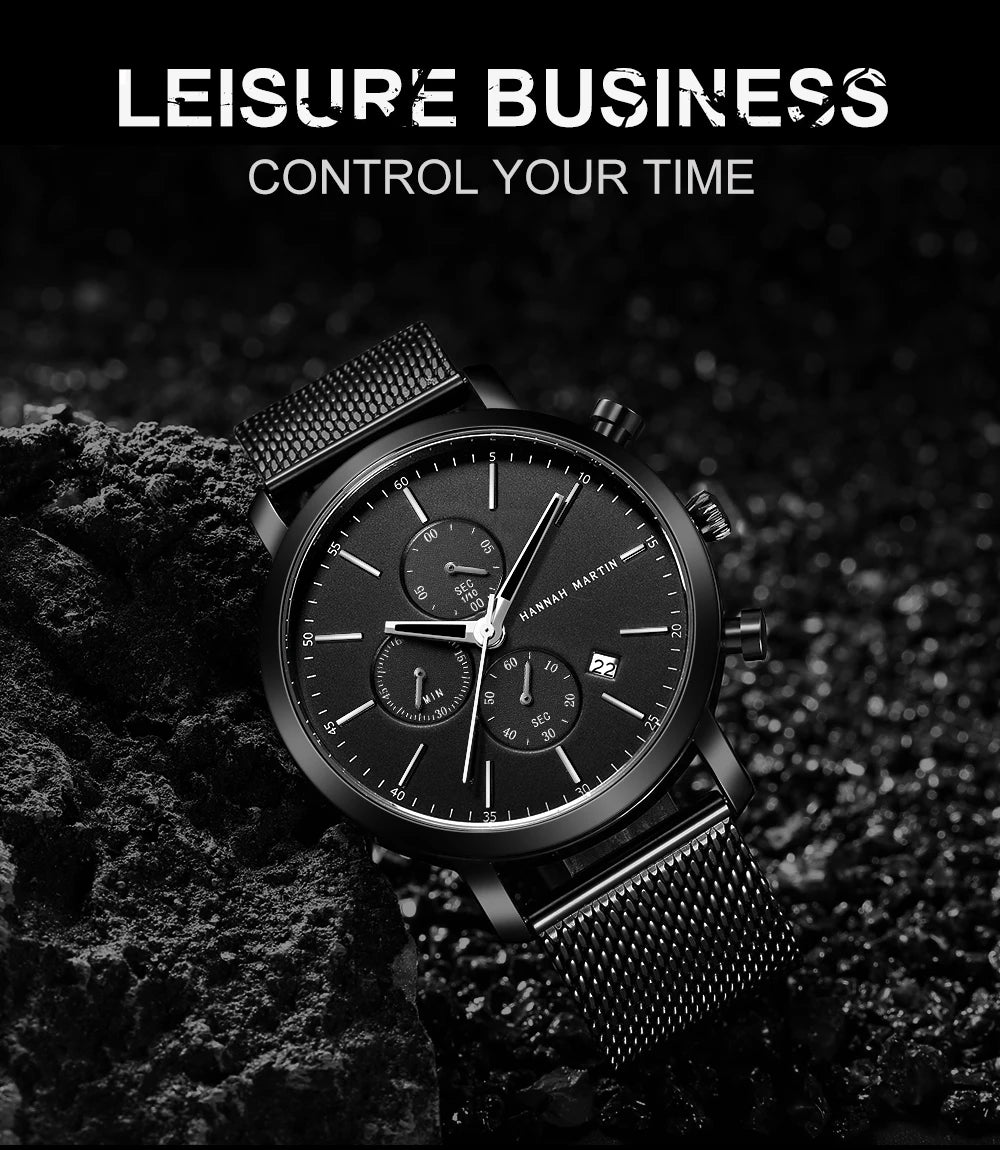 Top Men Watch Brand Business Style Stainless Steel Fashion Waterproof Sports Multifunctional Quartz Wristwatch Relogio Masculino