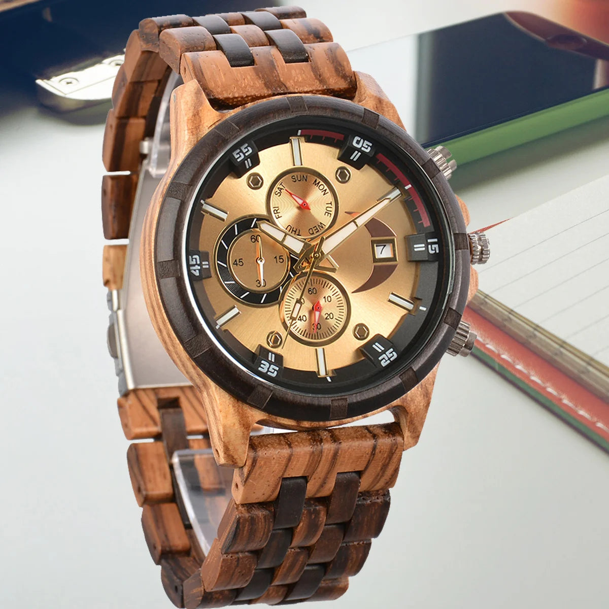 Men Wood Wrist Watch Fashion Quartz Wriwatches Timepieces Chronograph Men's Wooden Watches Gift Driopshipping reloj madera