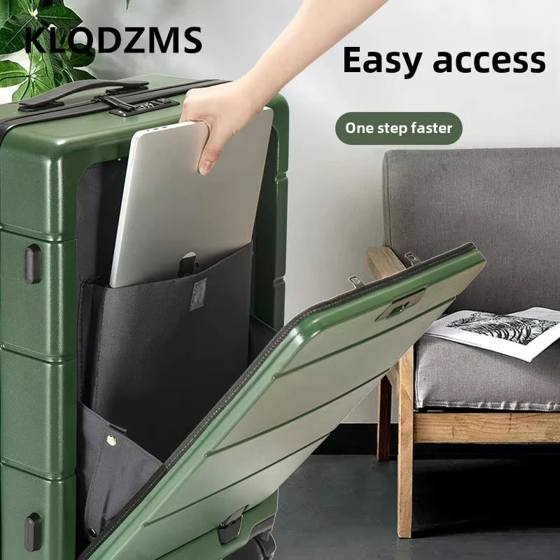 KLQDZMS 24"26Inch Laptop Suitcase 20" Front Opening Boarding Box ABS + PC Trolley Case USB Charging Carry-on Travel Luggage