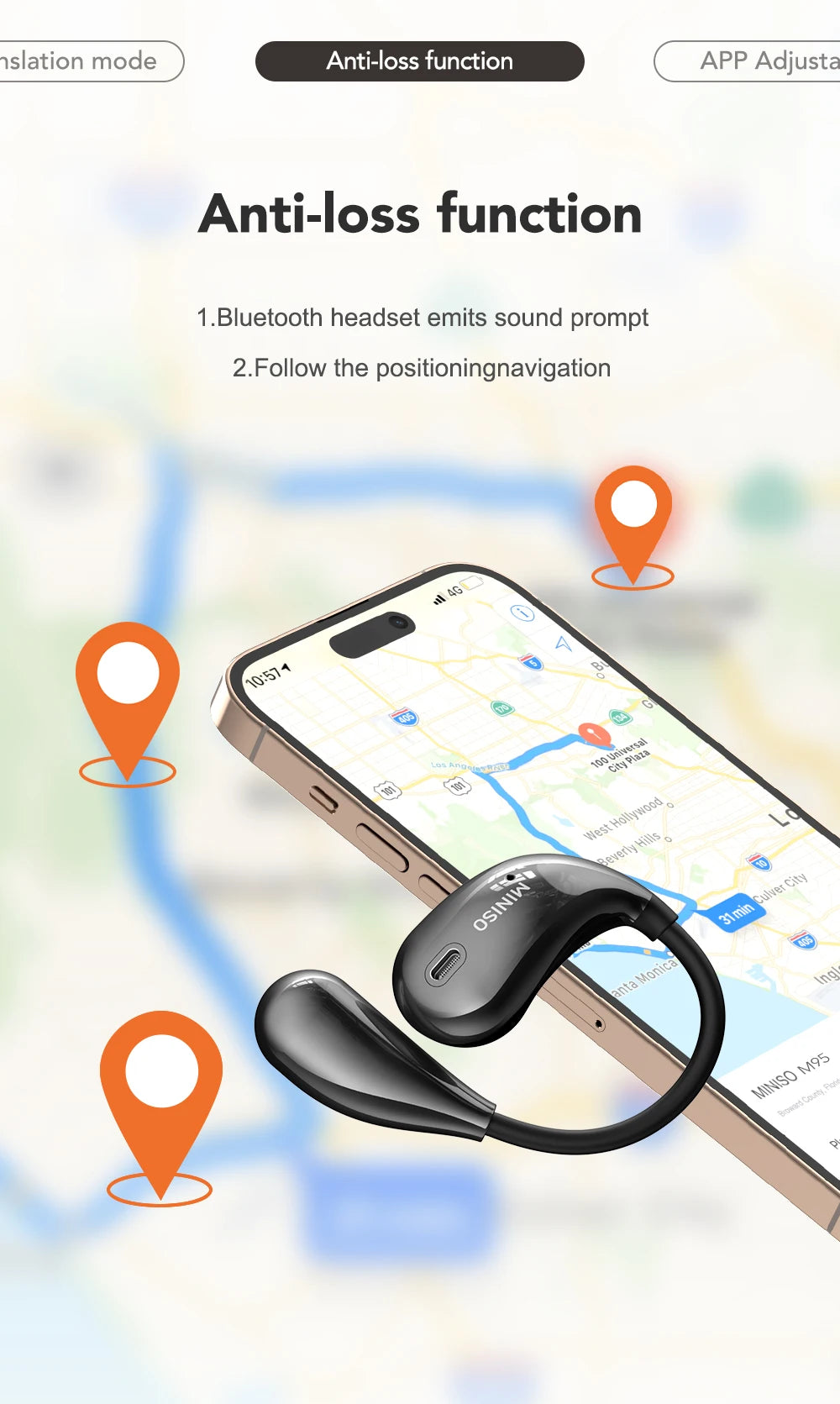 MINISO M95 Intelligent Wireless Headphones Face-to-Face Translation Bluetooth Earphones Wireless Earbuds Low Latency Headphones