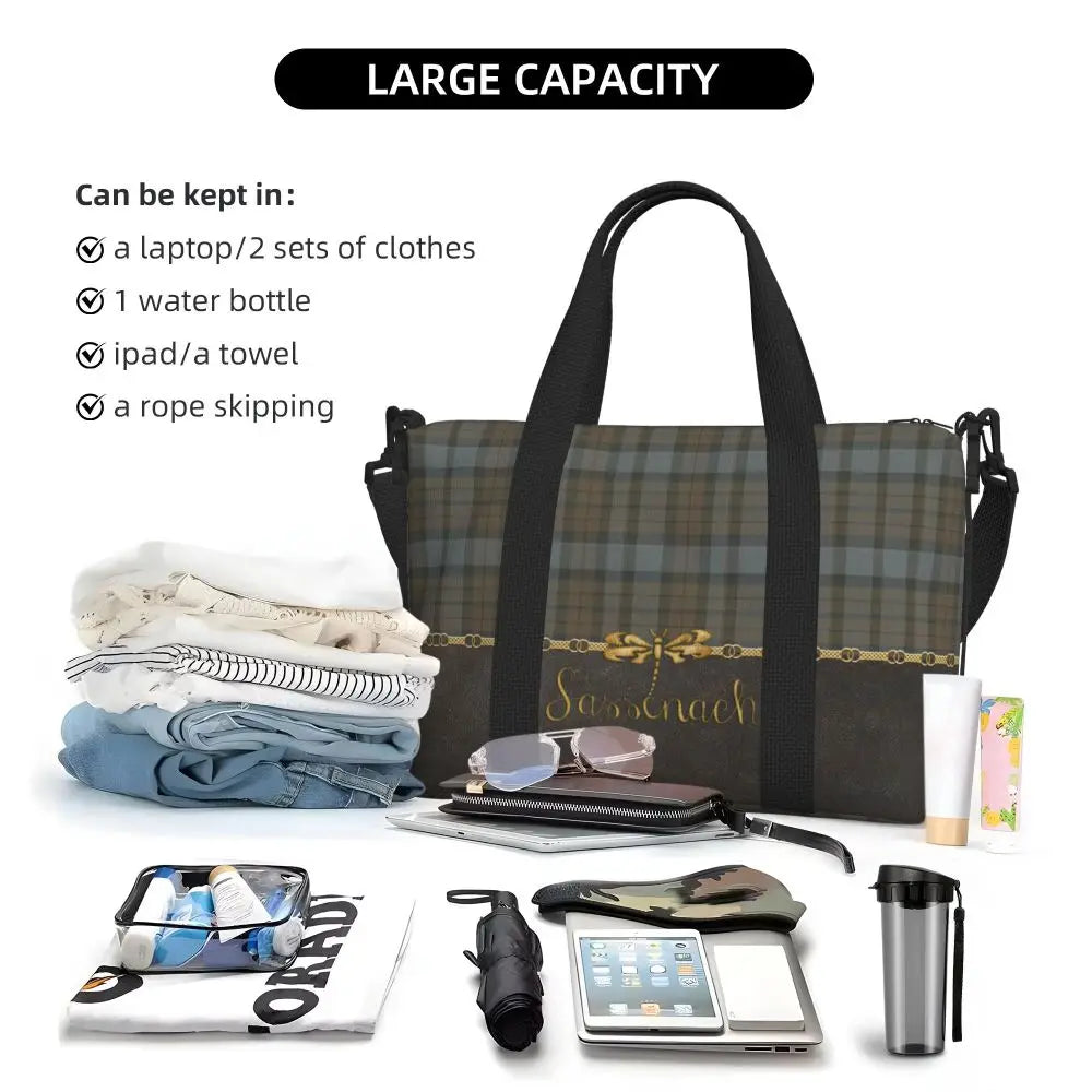 Custom Popular Tartan Plaid Beach Tote Bag for Women Extra Large Gym Carry On Geometric Gingham Check Texture Shopping Bags