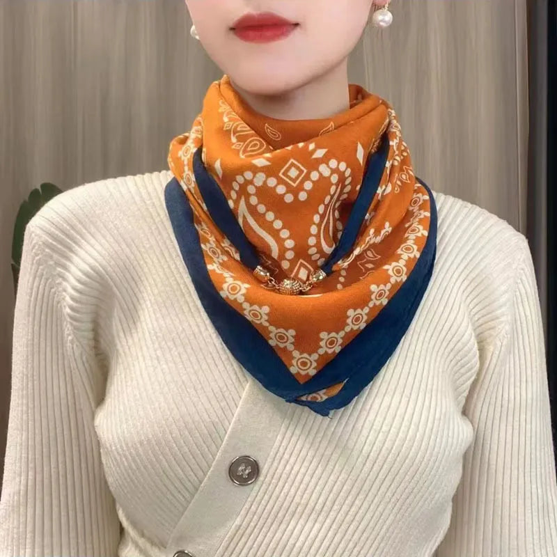 Hot Magnetic Triangle Neck Protection Scarf for Women in Autumn and Winter 2025 New Cotton and Linen Scarf High-end Neck Scarf ﻿