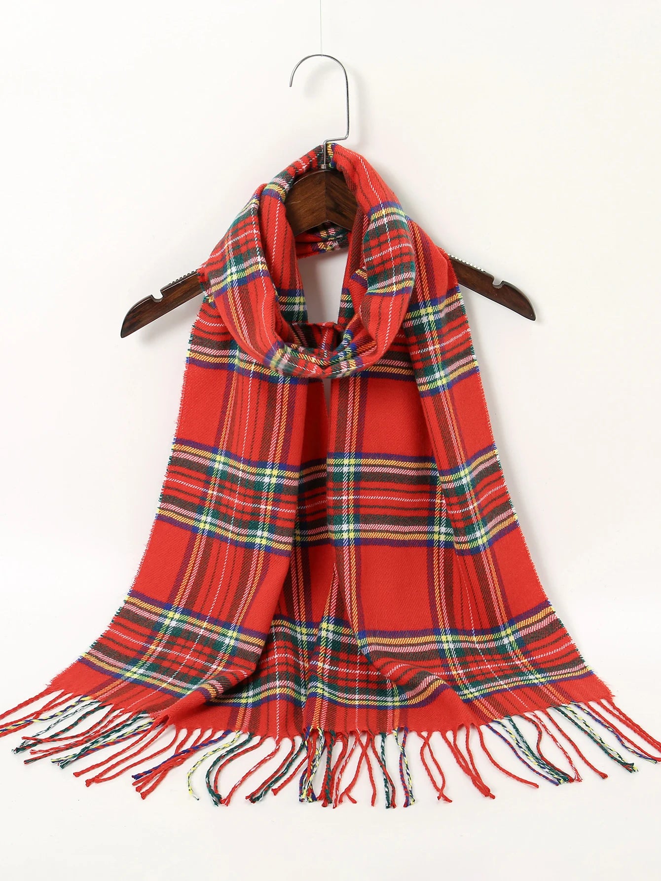 New Cashmere Scarf Red Plaid Tassel Shawl Scarves English Fringe Scarf Winter Warm Blanket 2024 New Soft Pashmina Scarf