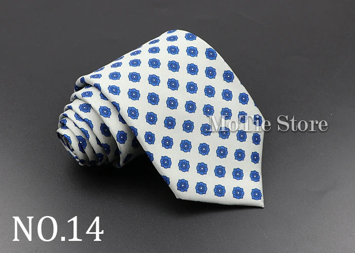 Men's Fashion Silk Tie 7.5cm Soft Novelty Necktie Blue Green Orange Color Ties For Men Dot Floral Bowtie Wedding Business Gift